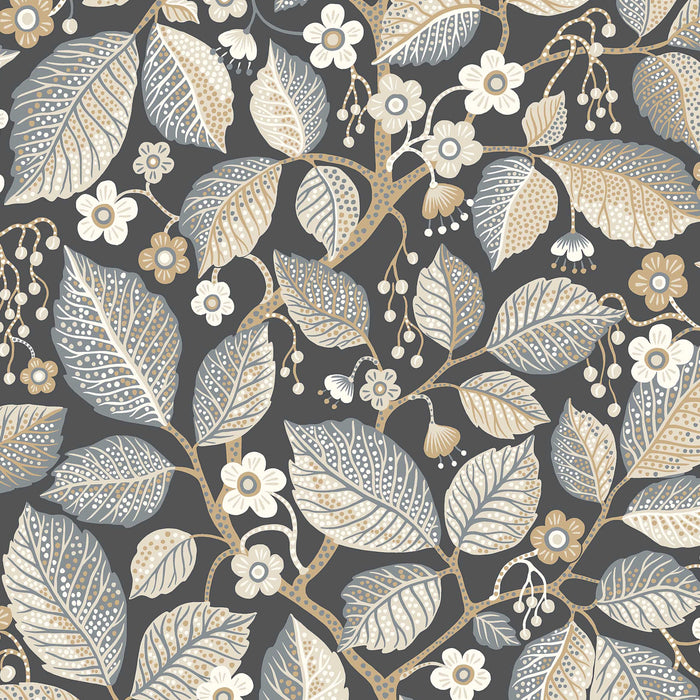 Schumacher Elm Tree Charcoal And Neutral Wallpaper 7786
