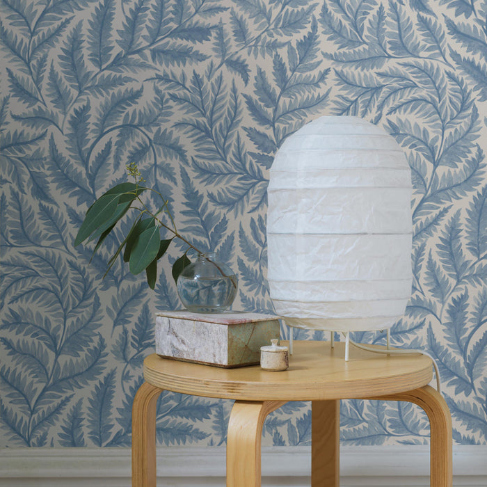 Schumacher Ferns Blue Wallpaper Sample 7790