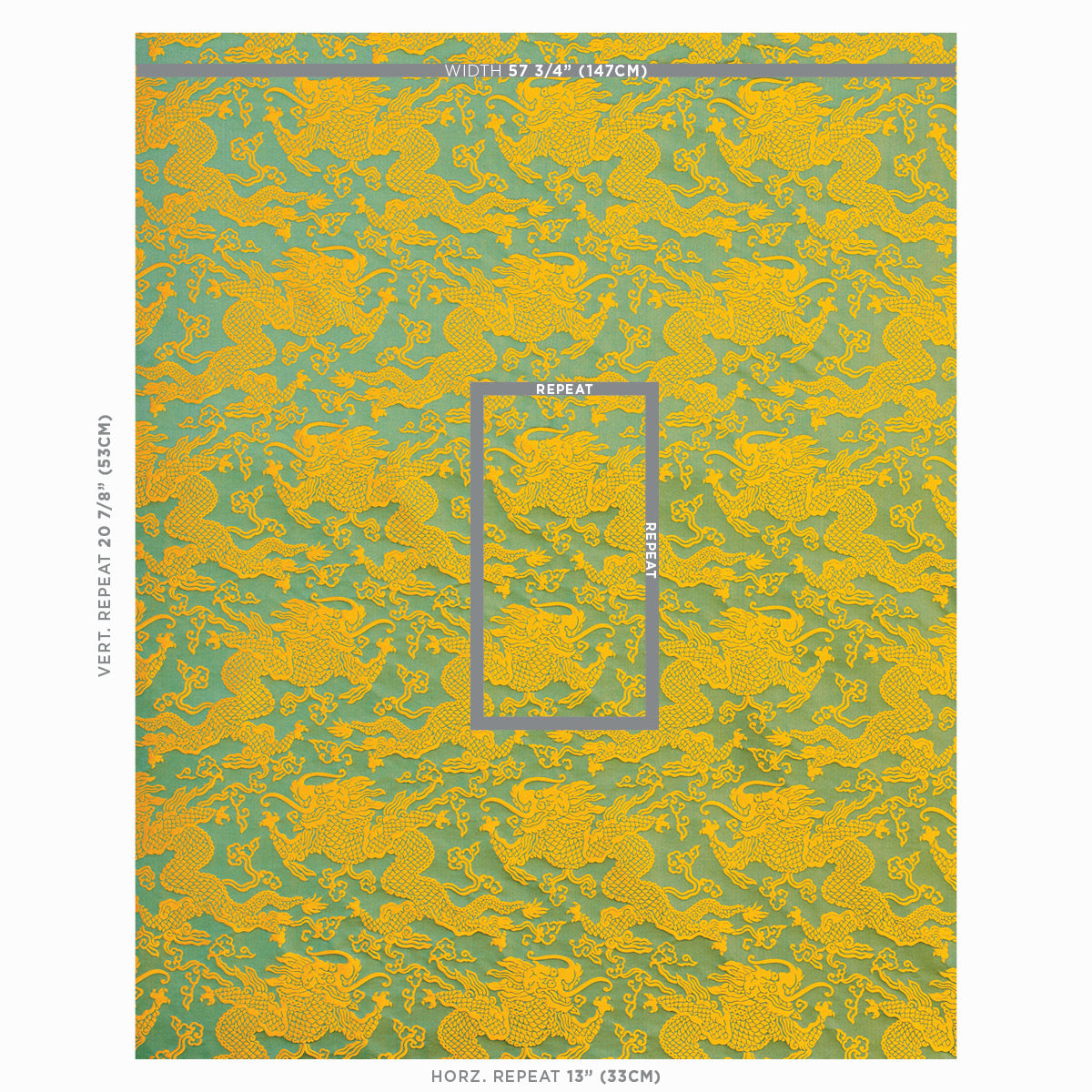 Schumacher Ruan Dragon Damask Gold Fabric Sample 78102