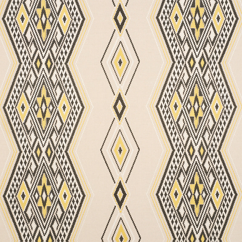 Schumacher Bayeta Embroidery Yellow & Neutral Fabric Sample 78152