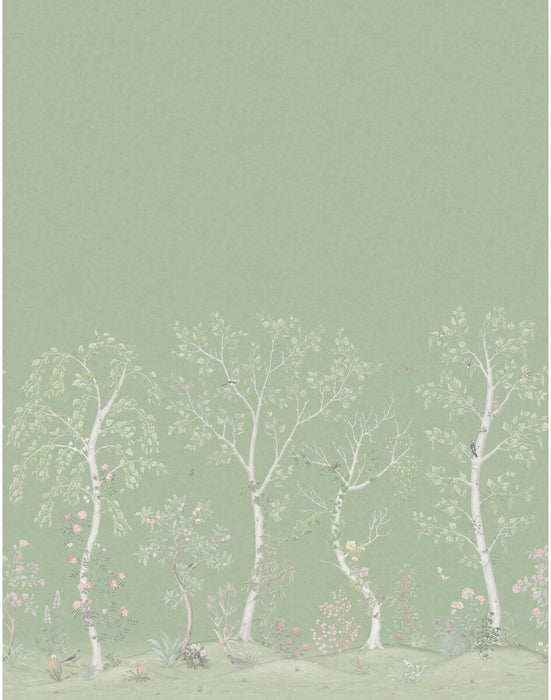 Cole & Son Seasonal Woods Olive Silk Wallpaper 120/6021S.CS.0