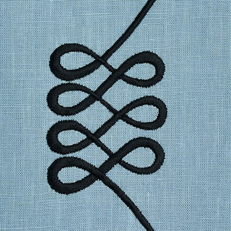 Schumacher Nicolette Embroidery Dusty Blue 78202 Sample | 40% Off (Samples)