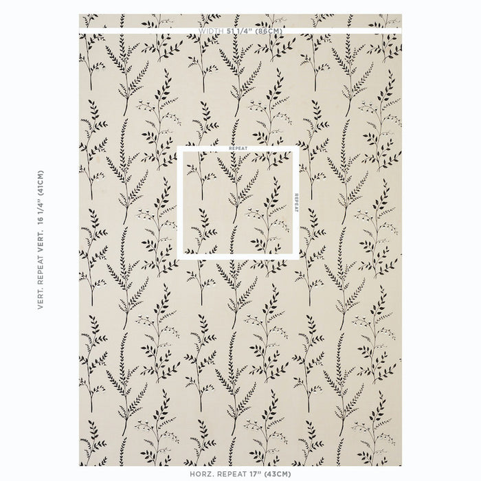 Schumacher Cynthia Embroidered Print Black Fabric Sample 78352