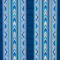 Schumacher Zarzuela Stripe Embroidery Indigo Fabric 78390