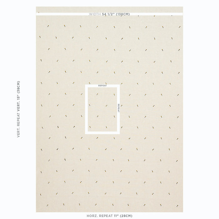 Schumacher Honey Bee Embroidery Natural Fabric Sample 78420