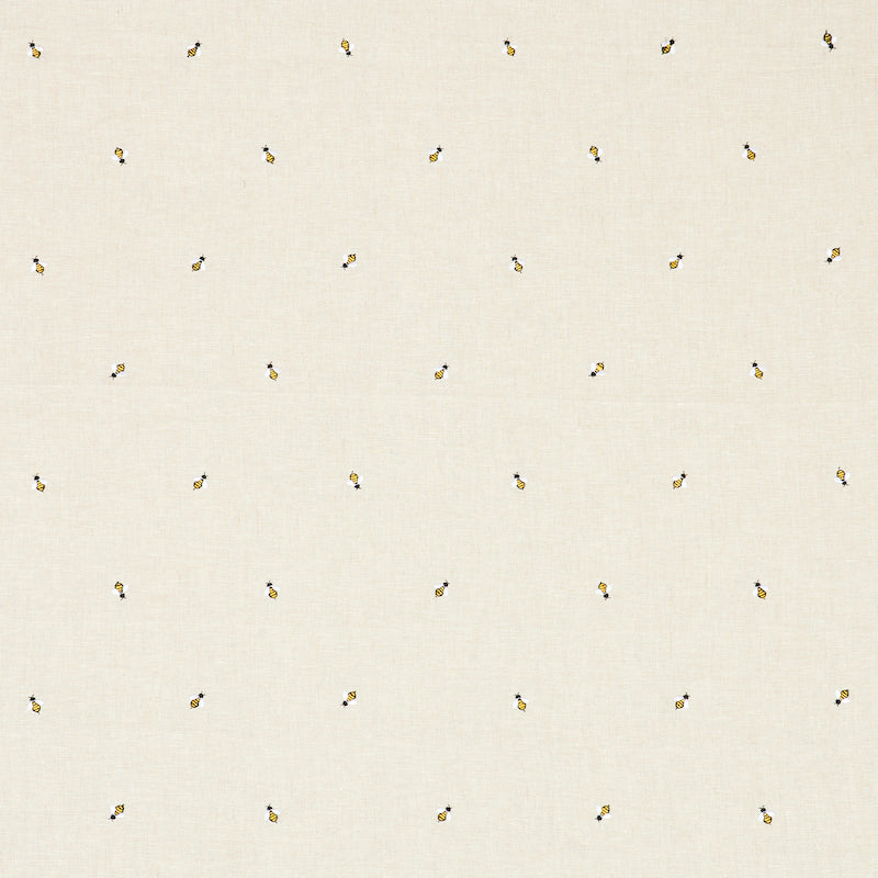 Schumacher Honey Bee Embroidery Natural Fabric Sample 78420