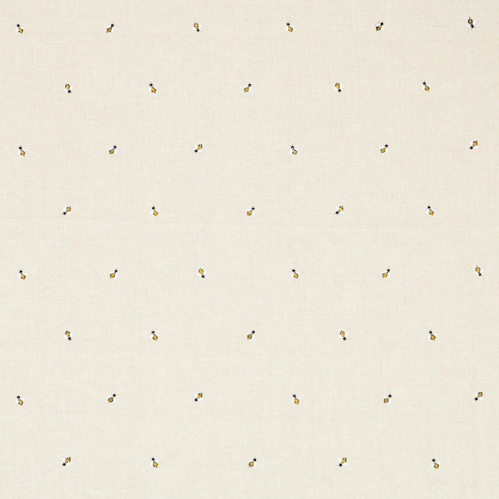 Schumacher Honey Bee Embroidery Natural Fabric Sample 78420