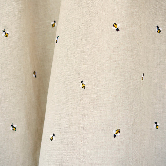 Schumacher Honey Bee Embroidery Natural Fabric Sample 78420