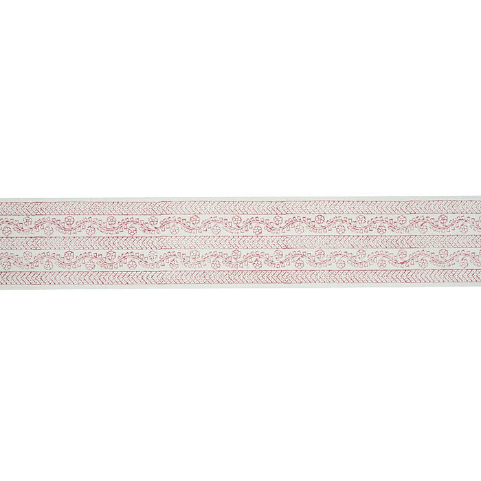 Schumacher Arbela Hand Blocked Tape Pink Trim 78442