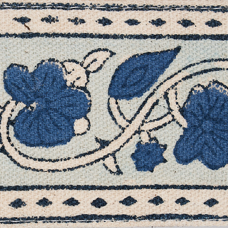 Schumacher Mila Hand Block Print Tape Blue Trim Sample 78591
