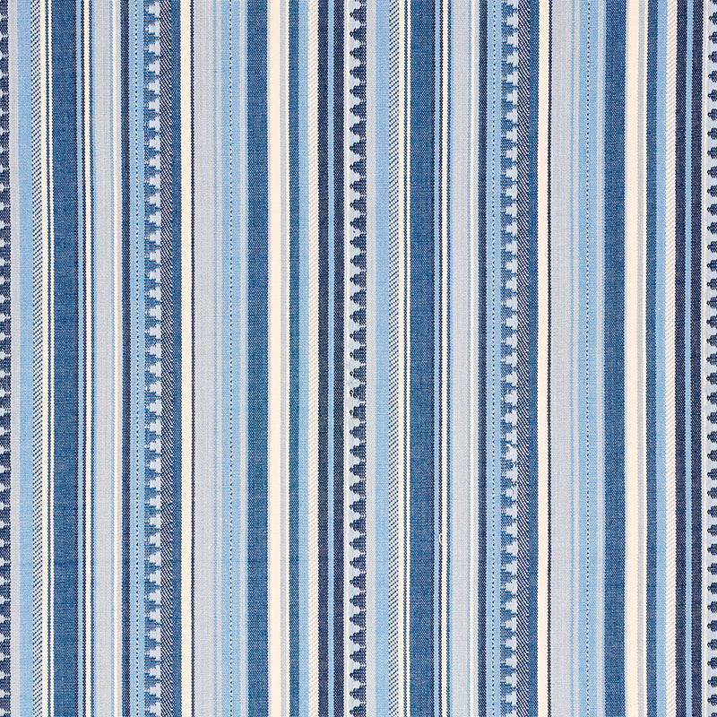 Schumacher Zuni Stripe Blue Fabric Sample 78731