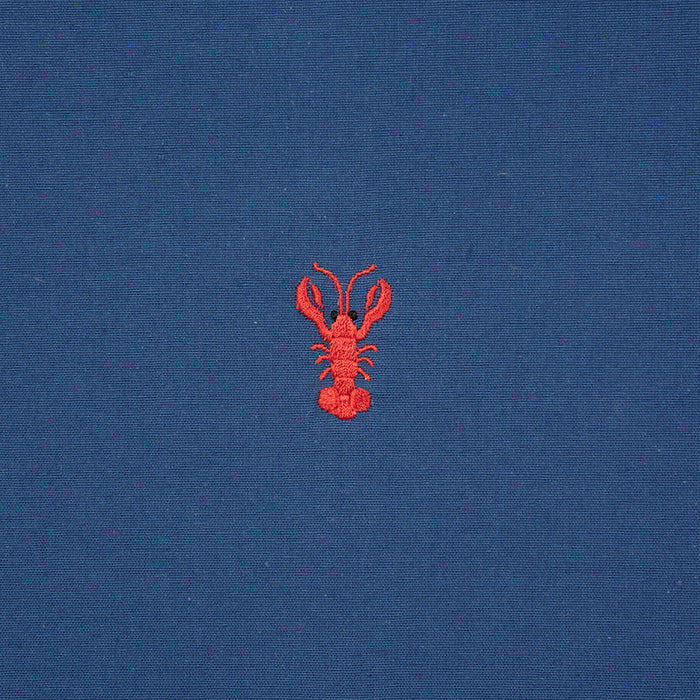 Schumacher Lobster Embroidery Navy Fabric Sample 78800