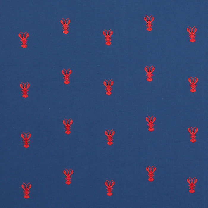 Schumacher Lobster Embroidery Navy Fabric Sample 78800
