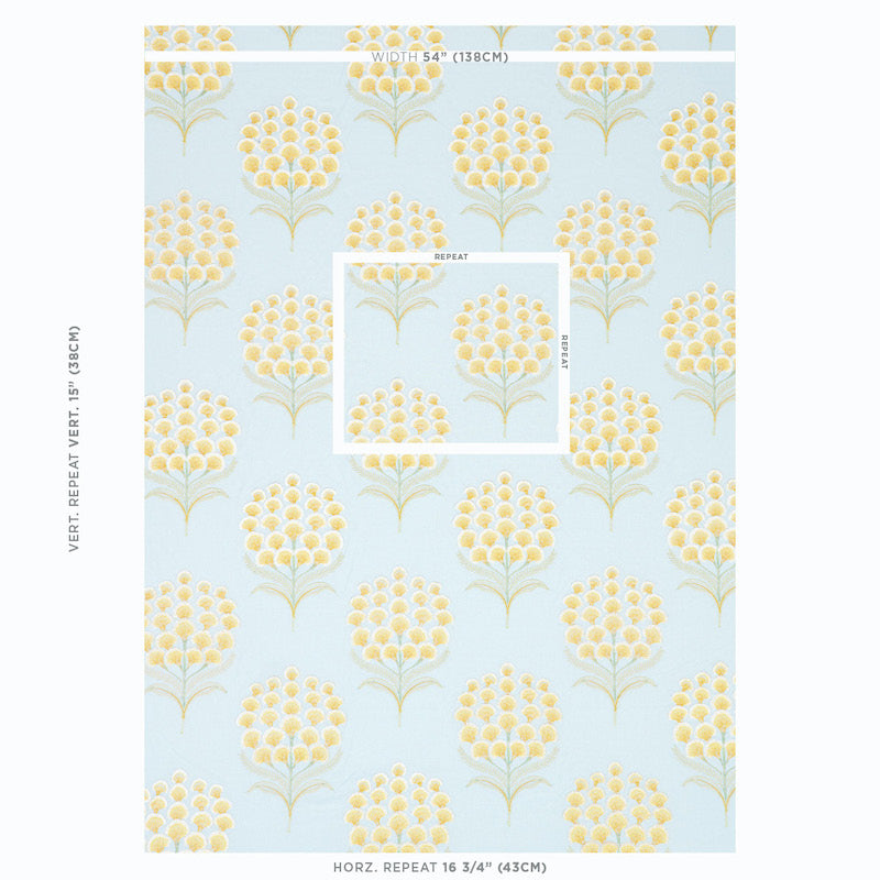 Schumacher Aurelia Embroidery Sky Fabric Sample 78811