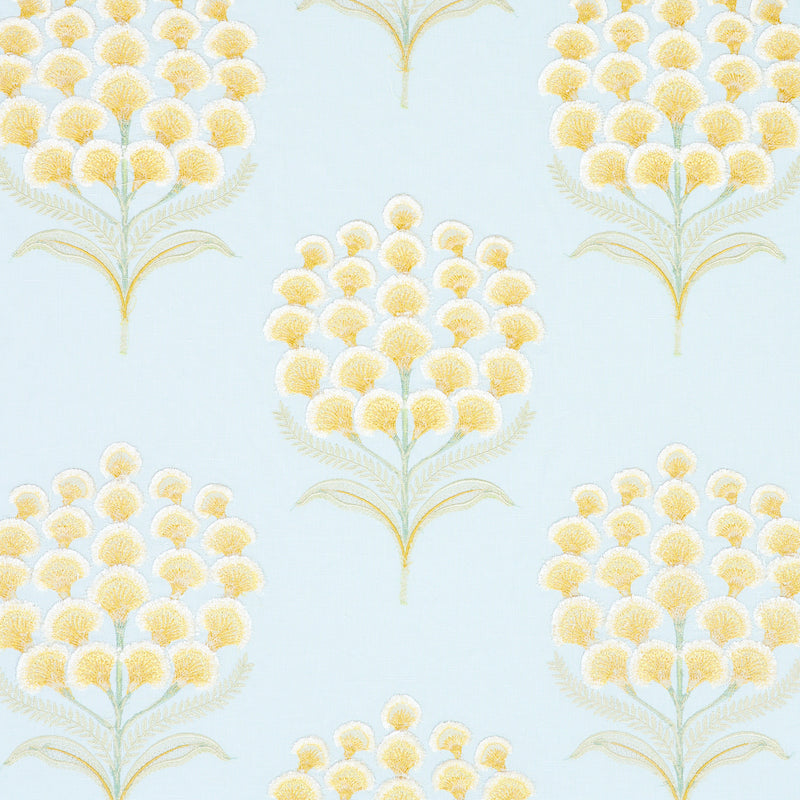 Schumacher Aurelia Embroidery Sky Fabric Sample 78811
