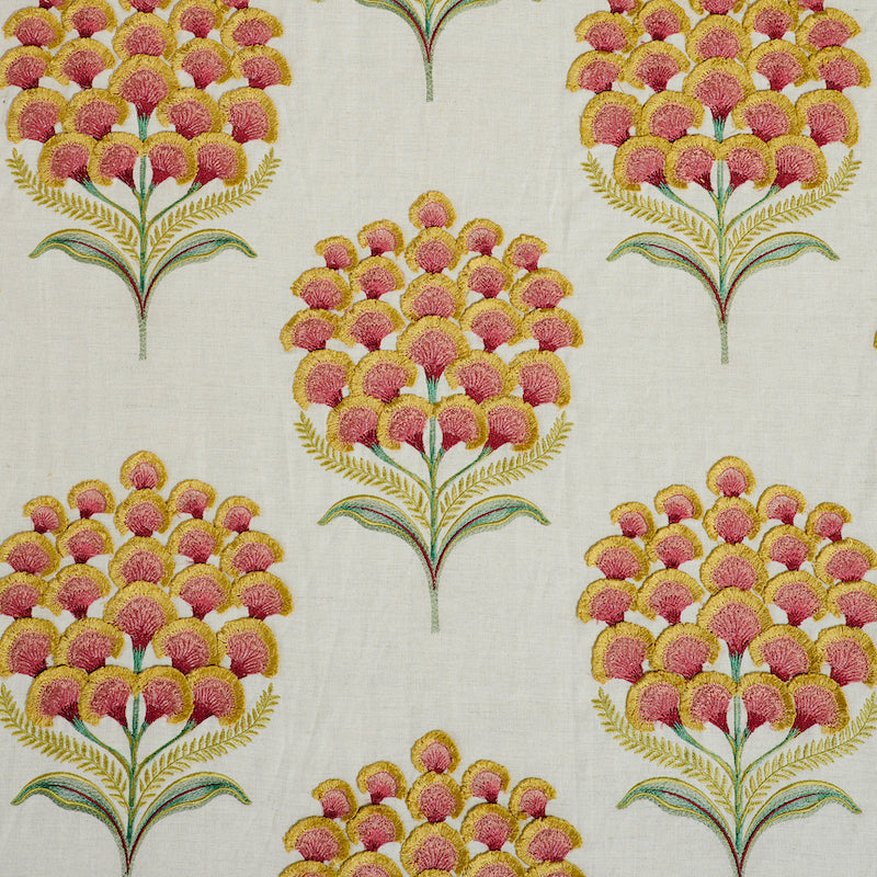 Schumacher Aurelia Embroidery Natural Fabric Sample 78812