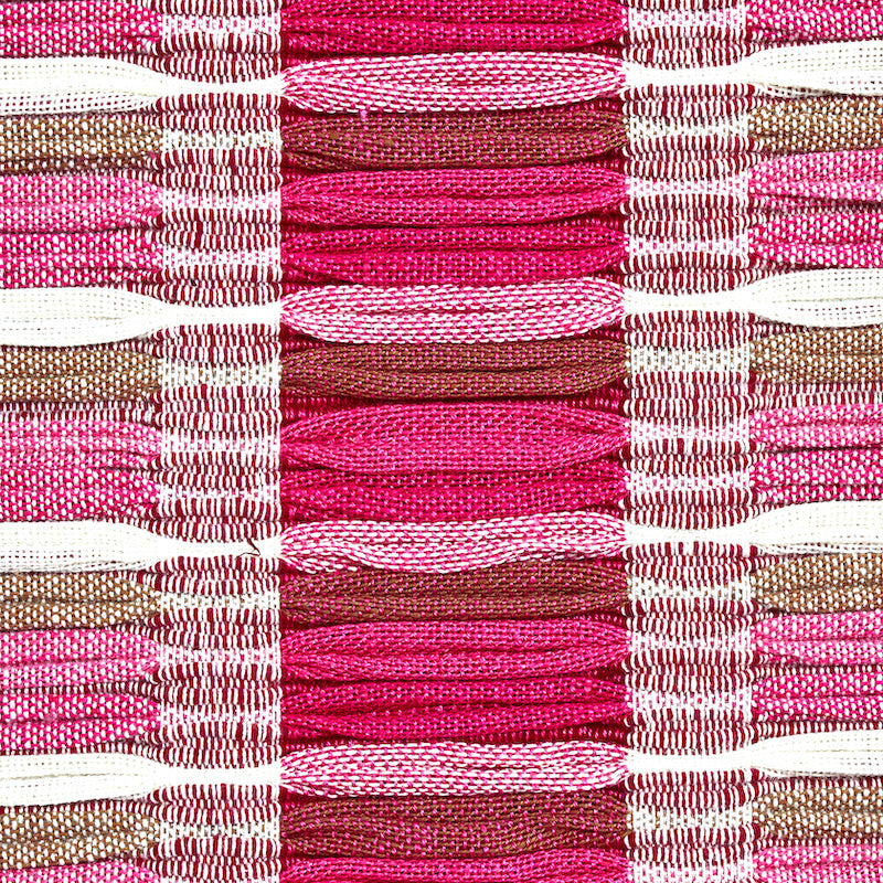 Schumacher Palopo Hand Woven Stripe Flamingo Fabric Sample 78821