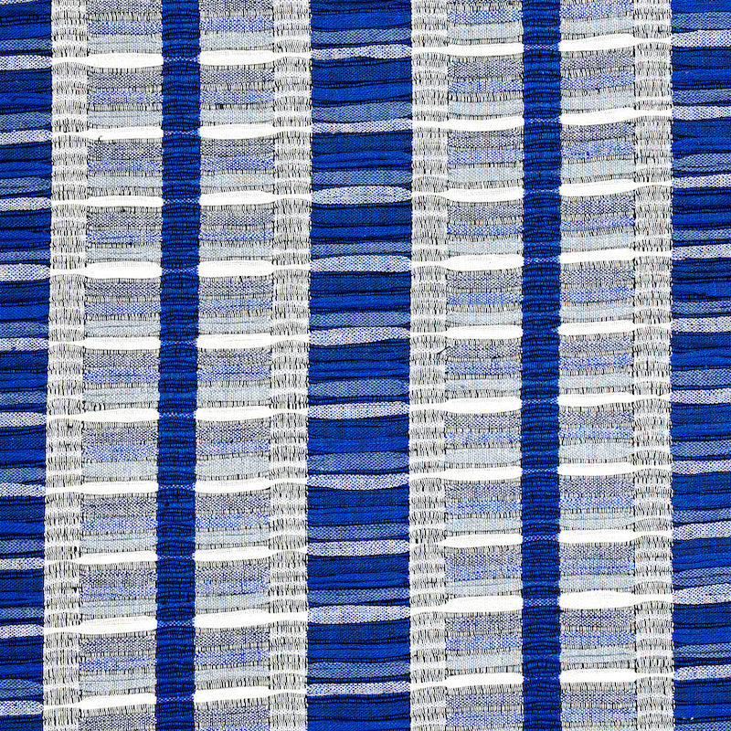 Schumacher Palopo Hand Woven Stripe Azul Fabric Sample 78822