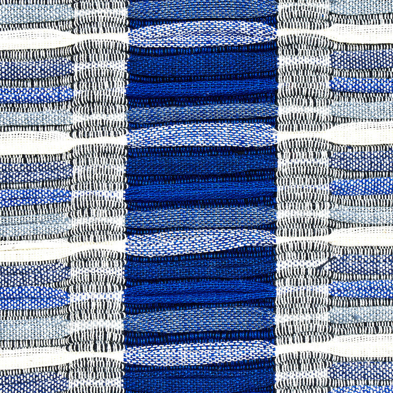 Schumacher Palopo Hand Woven Stripe Azul Fabric Sample 78822