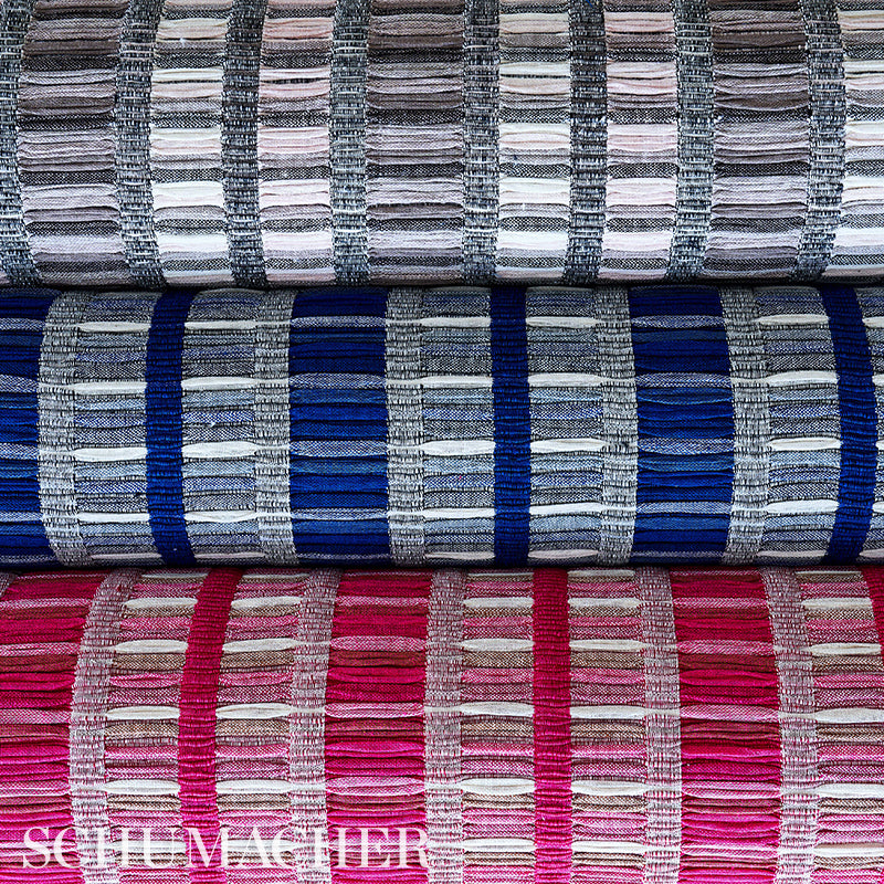 Schumacher Palopo Hand Woven Stripe Azul Fabric 78822