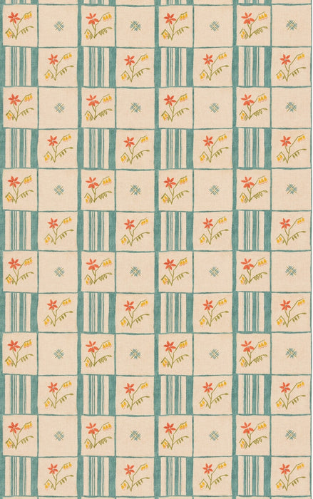 GP & J Baker Forget-Me-Not Teal/Spice Fabric Sample BP11137.4.0