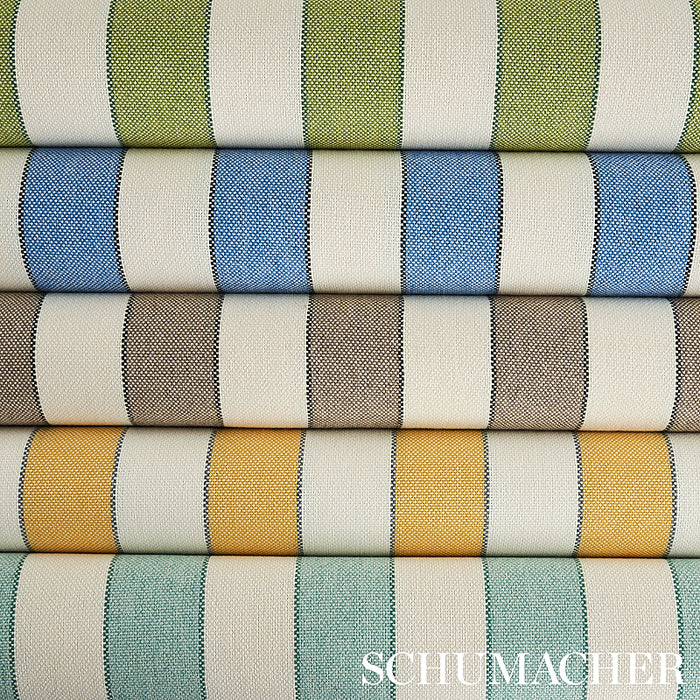 Schumacher Blumont Stripe Indoor/Outdoor Charcoal Fabric Sample 79054