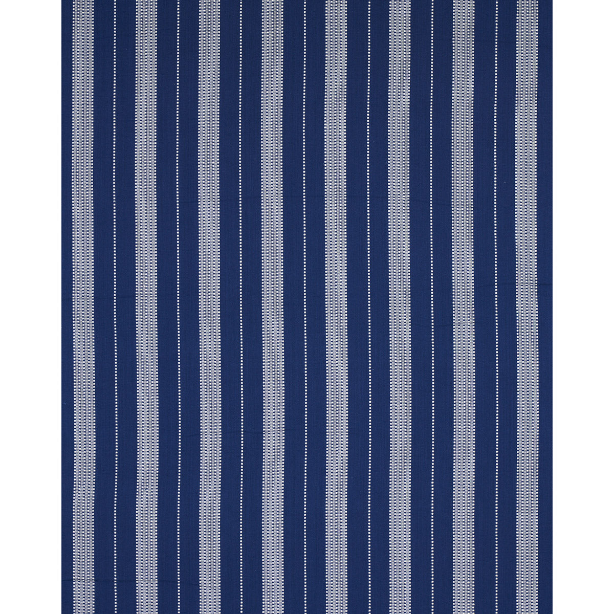 Schumacher Lubeck Stripe Ivory On Blue Fabric Sample 79097