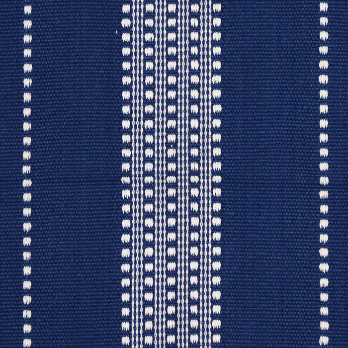 Schumacher Lubeck Stripe Ivory On Blue Fabric 79097