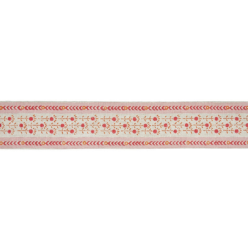 Schumacher Pica Bella Hand Blocked Tape Pink & Orange Trim Sample 79100