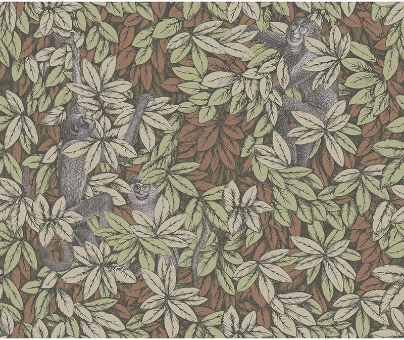 Cole & Son Foglie E Scimmie Orange Wallpaper 123/10047.CS.0
