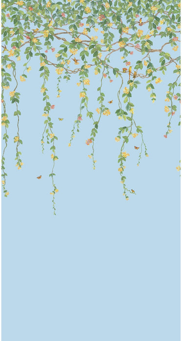 Cole & Son Hummingbirds Flora Blue Wallpaper Sample 124/2011.CS.0