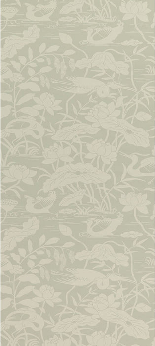 GP & J Baker Heron & Lotus Flower Aqua Wallpaper Sample BW45089.3.0