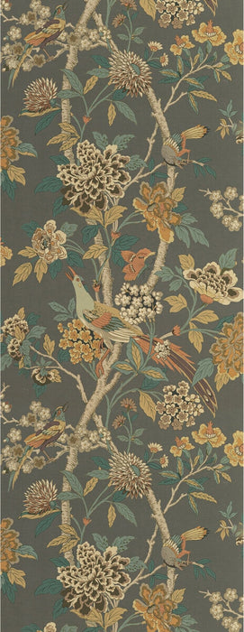 GP & J Baker Hydrangea Bird Charcoal/Sienna Wallpaper Sample BW45091.2.0