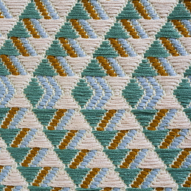 Schumacher Amates Hand Woven Brocade Duck Egg Fabric Sample 79224