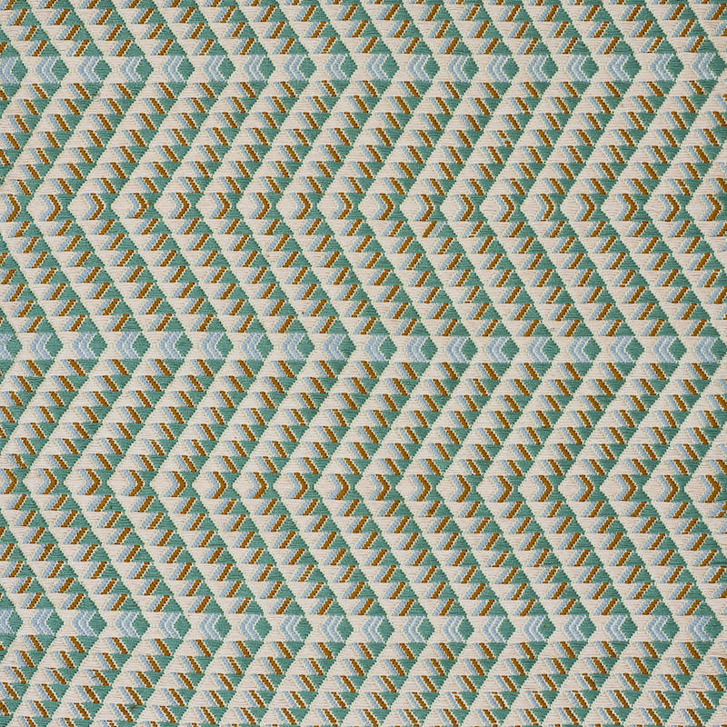 Schumacher Amates Hand Woven Brocade Duck Egg Fabric Sample 79224