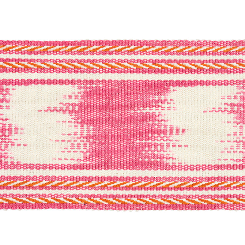Schumacher Banyan Ikat Tape Pink Trim Sample 79301