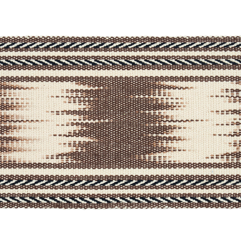 Schumacher Banyan Ikat Tape Brown Trim Sample 79302