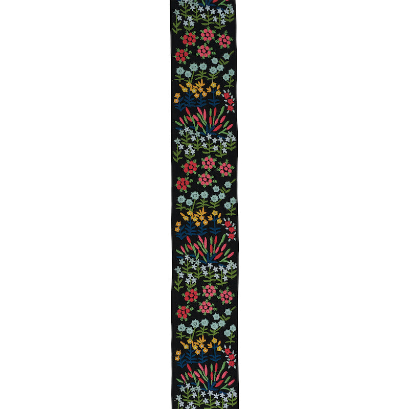 Schumacher Lula Embroidered Tape Black Trim Sample 79312