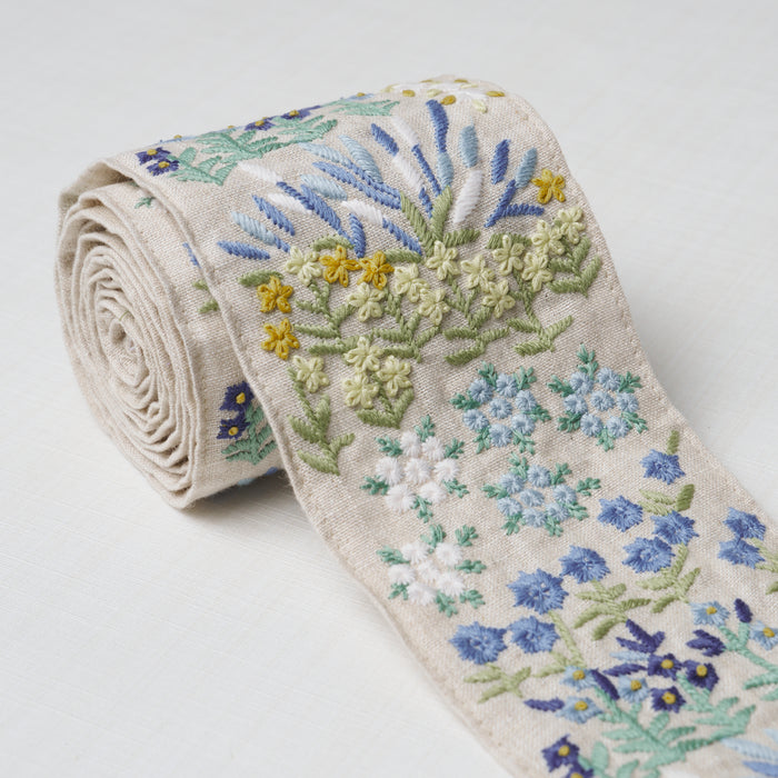 Schumacher Lula Embroidered Tape Blue Trim 79313