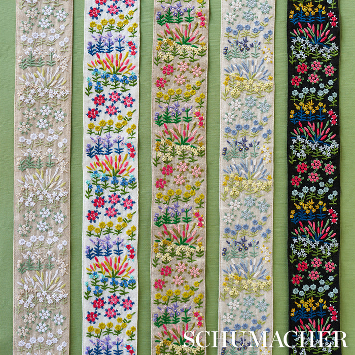 Schumacher Lula Embroidered Tape Blue Trim Sample 79313