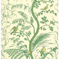 Brunschwig & Fils Bird And Thistle Green Wallpaper BR-69518.435.0