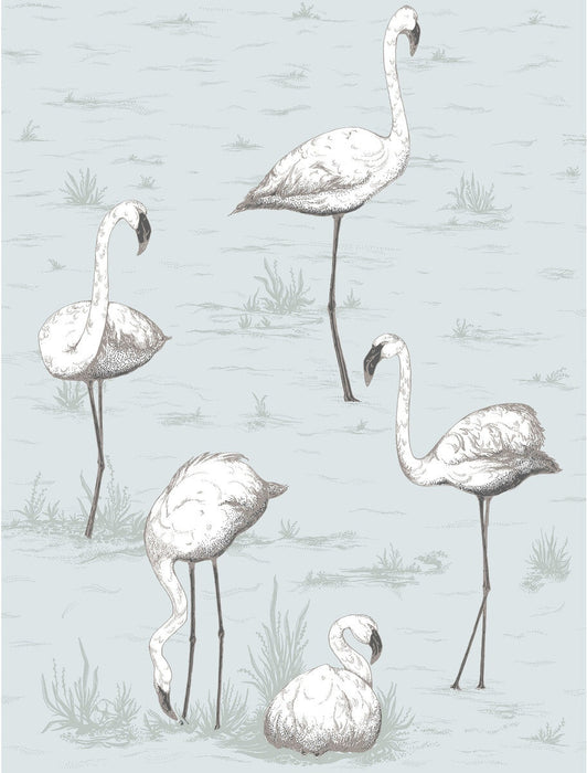 Cole & Son Flamingos Charcoal/Aqua Wallpaper Sample 95/8047.CS.0