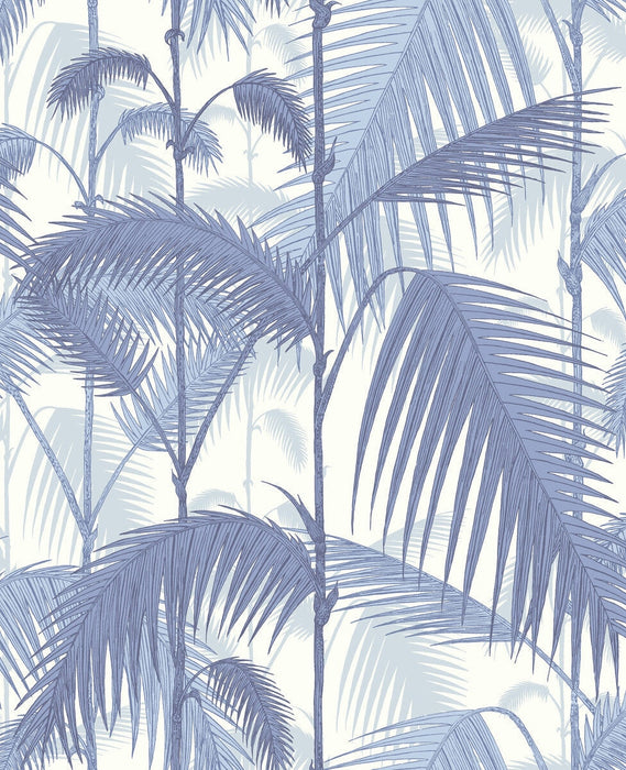 Cole & Son Palm Jungle Blues/ White Wallpaper Sample 95/1005.CS.0