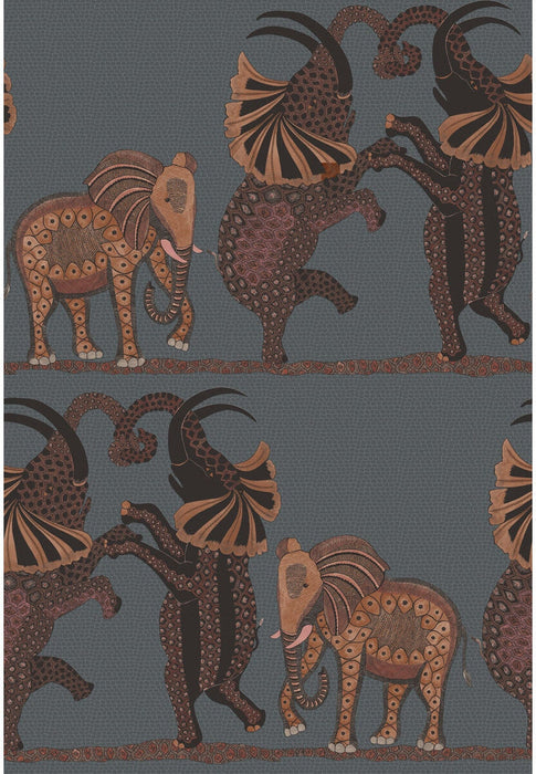 Cole & Son Safari Dance Charcoal & Reds Wallpaper Sample 109/8040.CS.0