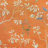 Brunschwig & Fils Jardin Yili Mural Orange Wallpaper LOANER PNL.P8026104-12.0