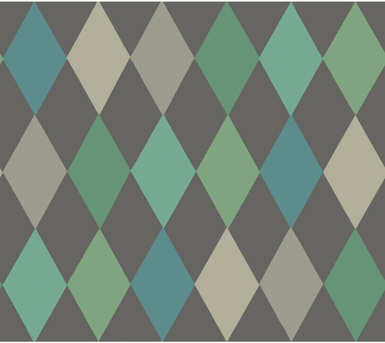 Cole & Son Punchinello Teal On Char Wallpaper Sample 103/2007.CS.0