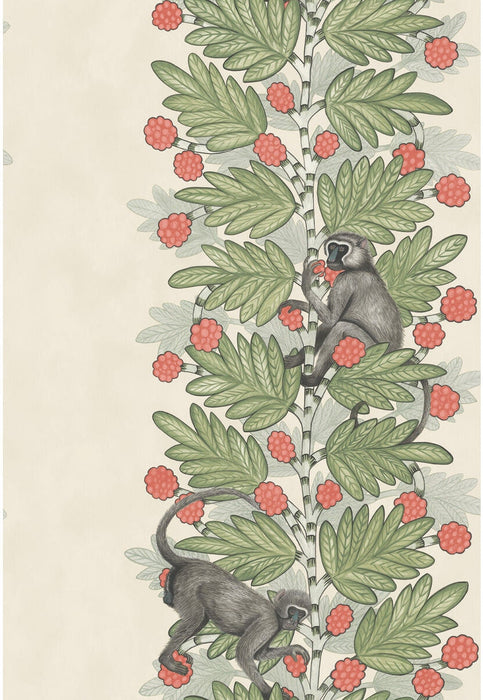 Cole & Son Acacia Green & Coral Berries Wallpaper Sample 109/11051.CS.0