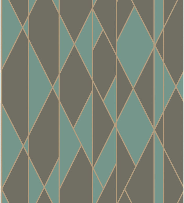 Cole & Son Oblique Teal And Black Wallpaper Sample 105/11048.CS.0