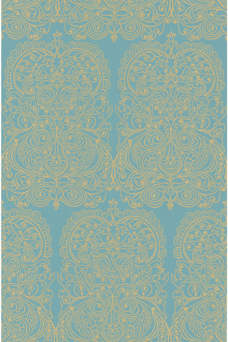 Cole & Son Alpana Gold/Aqua Wallpaper Sample 69/2107.CS.0