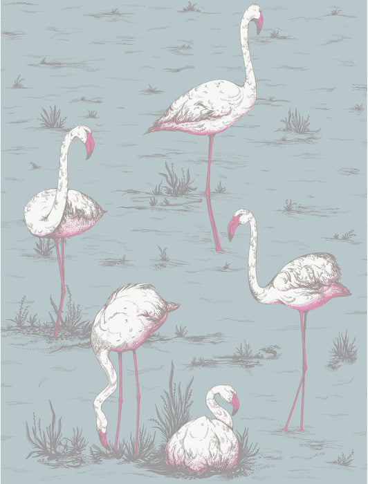 Cole & Son Flamingos Wht/Fuch On Sfoam Fabric Sample F111/3010L.CS.0